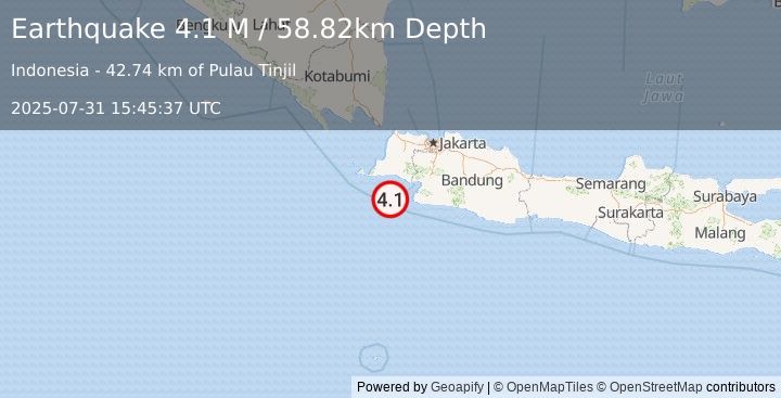 Earthquake Java, Indonesia (4.1 M) (2025-07-31 15:45:37 UTC)