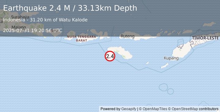Earthquake Sumba Region, Indonesia (2.4 M) (2025-07-31 19:20:56 UTC)