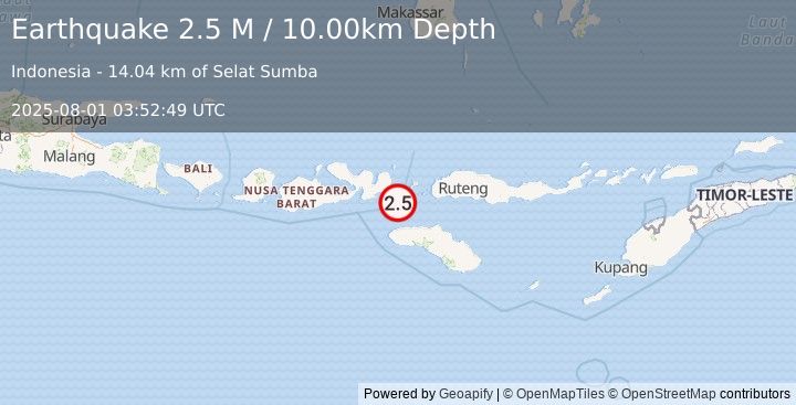 Earthquake Flores Region, Indonesia (2.5 M) (2025-08-01 03:52:49 UTC)