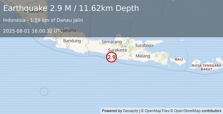 Earthquake Java, Indonesia (2.9 M) (2025-08-01 16:00:32 UTC)