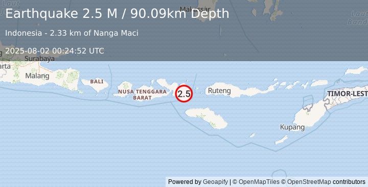 Earthquake Sumbawa Region, Indonesia (2.5 M) (2025-08-02 00:24:52 UTC)