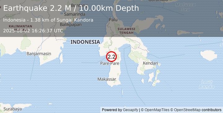 Earthquake Sulawesi, Indonesia (2.2 M) (2025-08-02 16:26:37 UTC)
