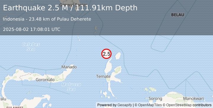 Earthquake Northern Molucca Sea (2.5 M) (2025-08-02 17:08:01 UTC)
