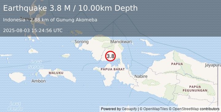 Earthquake West Papua Region, Indonesia (4.0 M) (2025-08-03 15:25:49 UTC)