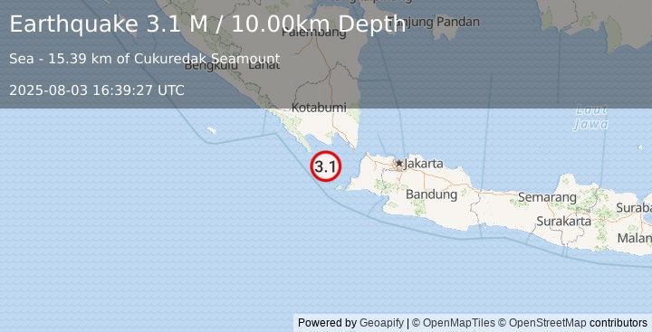 Earthquake Sunda Strait, Indonesia (3.1 M) (2025-08-03 16:39:27 UTC)