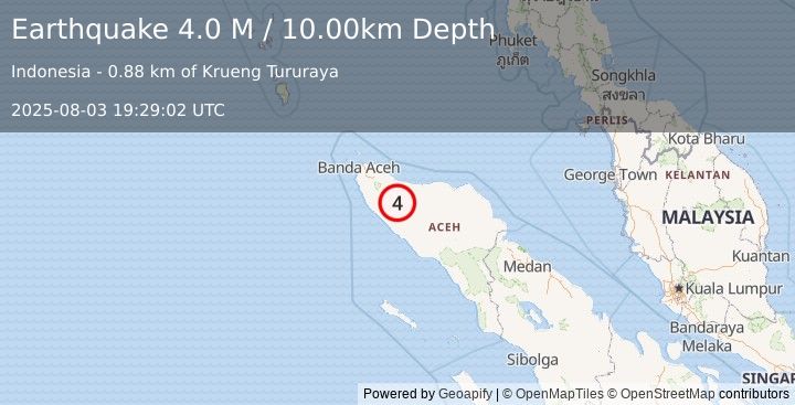 Earthquake Northern Sumatra, Indonesia (4.0 M) (2025-08-03 19:29:02 UTC)