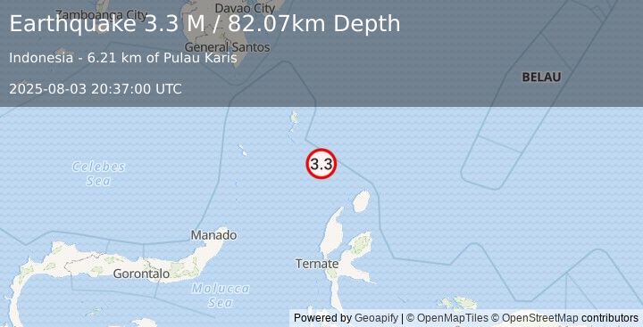 Earthquake Talaud Islands, Indonesia (3.3 M) (2025-08-03 20:37:00 UTC)