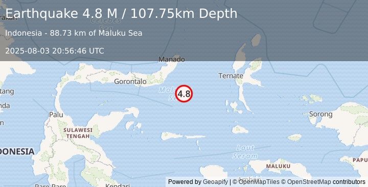 Earthquake Minahassa Peninsula, Sulawesi (4.0 M) (2025-08-03 20:57:10 UTC)