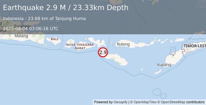 Earthquake Sumbawa Region, Indonesia (2.9 M) (2025-08-04 03:06:16 UTC)