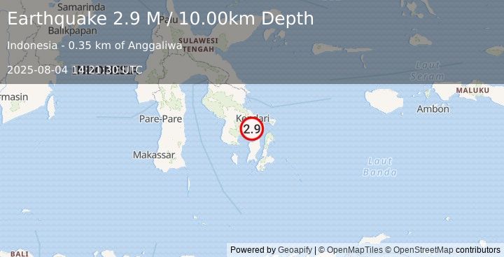 Earthquake Sulawesi, Indonesia (2.9 M) (2025-08-04 14:21:30 UTC)