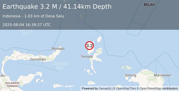 Earthquake Halmahera, Indonesia (3.2 M) (2025-08-04 16:39:27 UTC)
