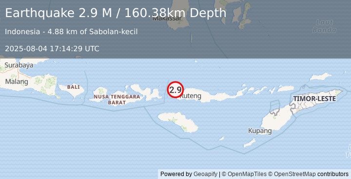 Earthquake Flores Region, Indonesia (2.9 M) (2025-08-04 17:14:30 UTC)