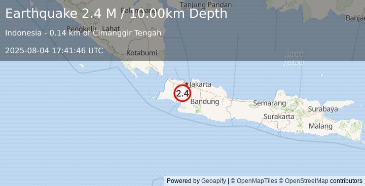 Earthquake Java, Indonesia (2.4 M) (2025-08-04 17:41:47 UTC)