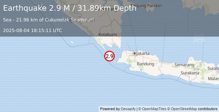 Earthquake Sunda Strait, Indonesia (2.9 M) (2025-08-04 18:15:11 UTC)