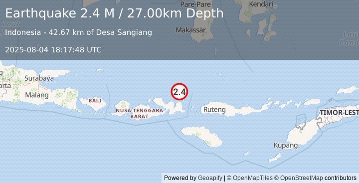 Earthquake Flores Sea (2.4 M) (2025-08-04 18:17:48 UTC)
