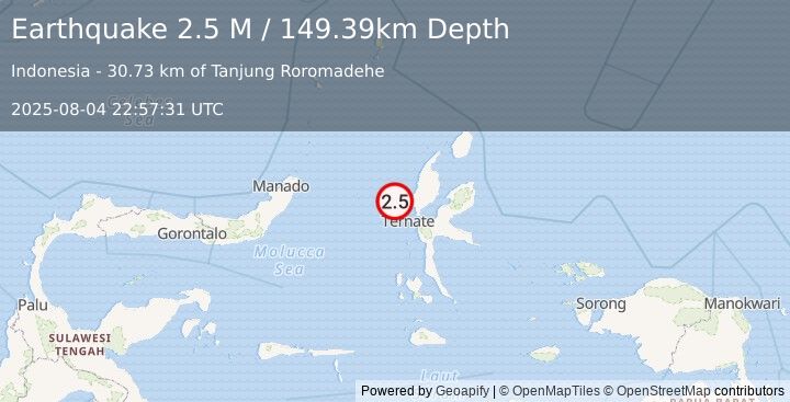 Earthquake Halmahera, Indonesia (2.5 M) (2025-08-04 22:57:31 UTC)