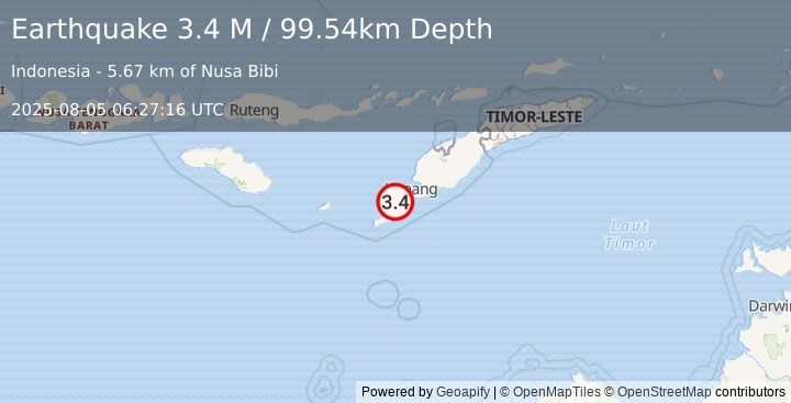 Earthquake Timor Region (3.4 M) (2025-08-05 06:27:16 UTC)