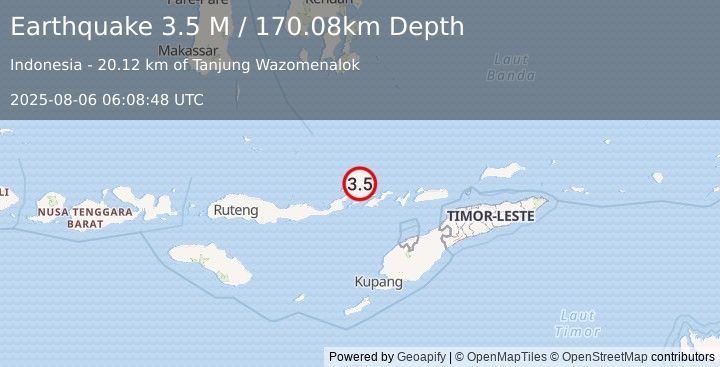 Earthquake Flores Region, Indonesia (3.5 M) (2025-08-06 06:08:48 UTC)