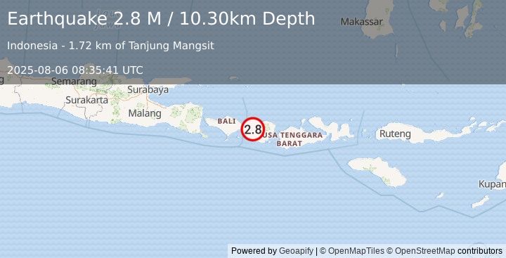Earthquake Bali Region, Indonesia (2.9 M) (2025-08-06 08:35:40 UTC)