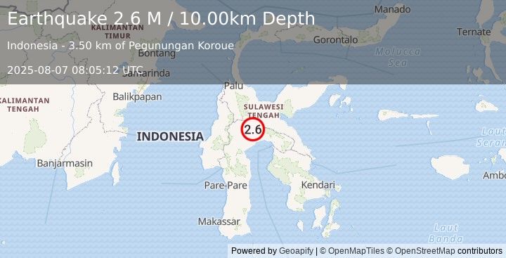 Earthquake Sulawesi, Indonesia (2.6 M) (2025-08-07 08:05:12 UTC)