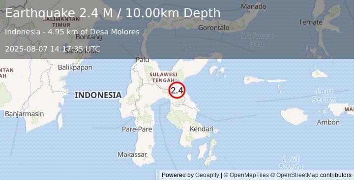 Earthquake Sulawesi, Indonesia (2.4 M) (2025-08-07 14:17:35 UTC)