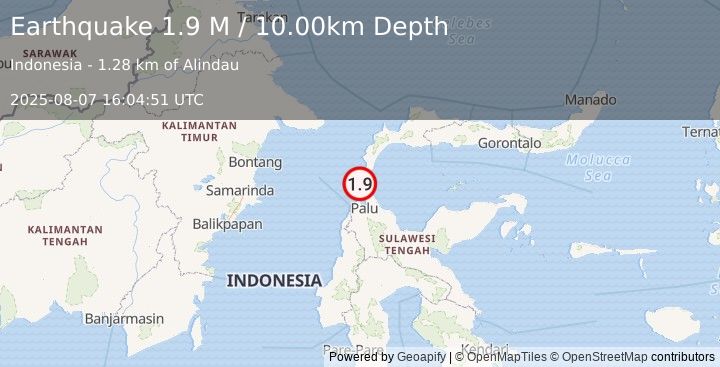 Earthquake Minahassa Peninsula, Sulawesi (1.9 M) (2025-08-07 16:04:51 UTC)