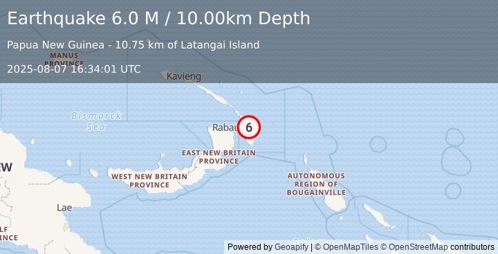 Earthquake New Britain Region, Papua New Guinea (5.7 M) (2025-08-07 16:34:05 UTC)