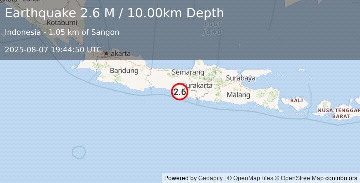 Earthquake Java, Indonesia (3.2 M) (2025-08-07 19:44:42 UTC)