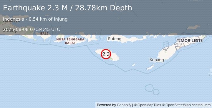 Earthquake Sumba Region, Indonesia (2.3 M) (2025-08-08 07:34:45 UTC)