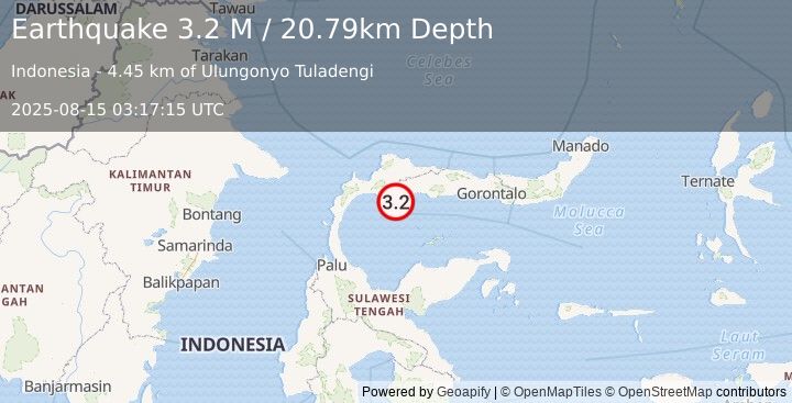 Earthquake Minahassa Peninsula, Sulawesi (3.3 M) (2025-08-15 03:17:16 UTC)