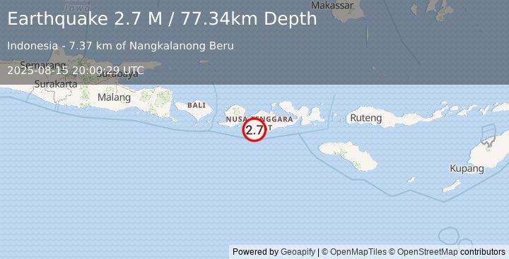 Earthquake Sumbawa Region, Indonesia (2.7 M) (2025-08-15 20:00:29 UTC)