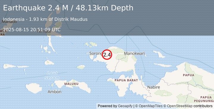 Earthquake West Papua Region, Indonesia (2.6 M) (2025-08-15 20:51:08 UTC)