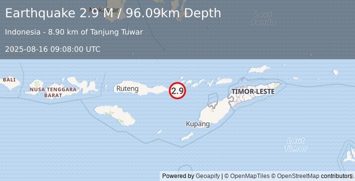 Earthquake Flores Region, Indonesia (2.9 M) (2025-08-16 09:08:00 UTC)