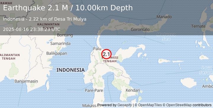 Earthquake Sulawesi, Indonesia (2.1 M) (2025-08-16 23:38:23 UTC)
