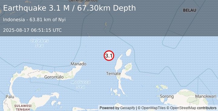 Earthquake Northern Molucca Sea (3.1 M) (2025-08-17 06:51:15 UTC)