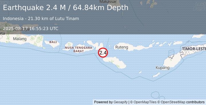 Earthquake Sumba Region, Indonesia (2.4 M) (2025-08-17 16:55:23 UTC)