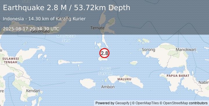 Earthquake Halmahera, Indonesia (2.8 M) (2025-08-17 20:34:30 UTC)