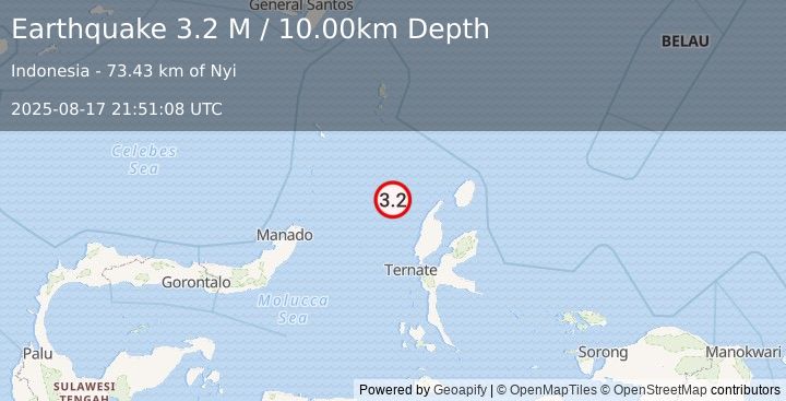 Earthquake Northern Molucca Sea (3.2 M) (2025-08-17 21:51:08 UTC)