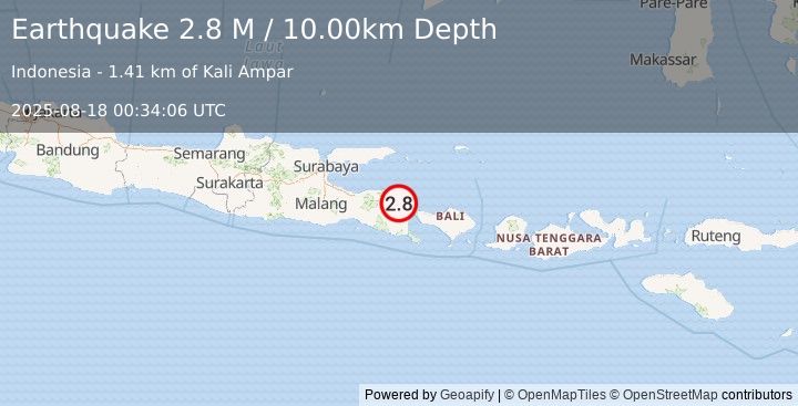 Earthquake Bali Sea (2.8 M) (2025-08-18 00:34:06 UTC)