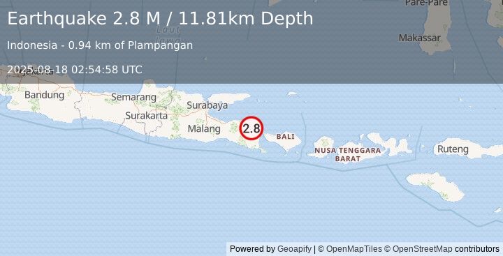 Earthquake Bali Sea (2.8 M) (2025-08-18 02:54:58 UTC)