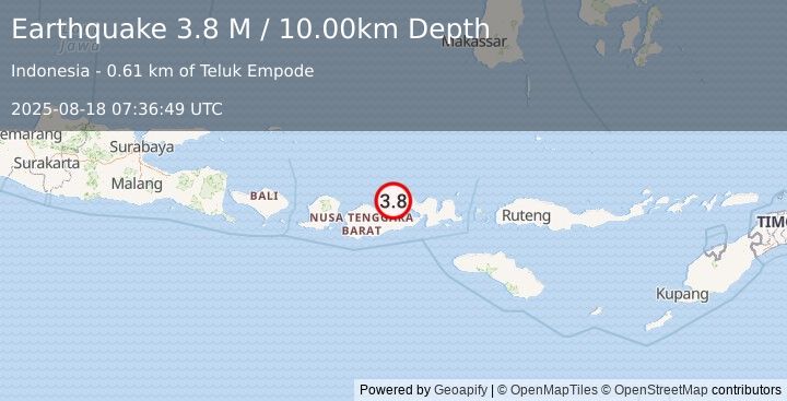 Earthquake Sumbawa Region, Indonesia (3.8 M) (2025-08-18 07:36:49 UTC)
