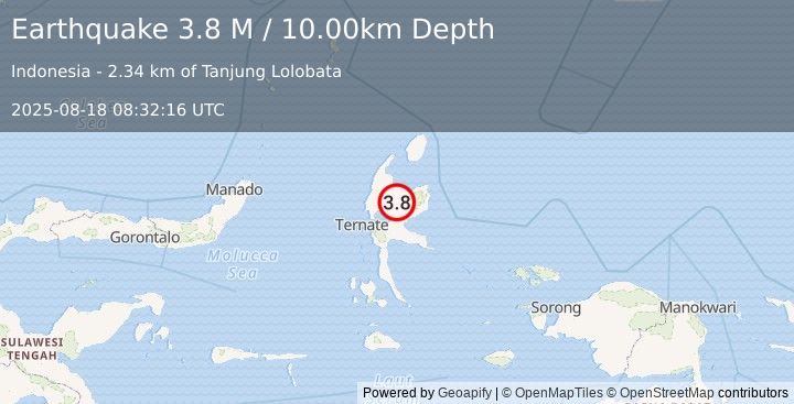 Earthquake Halmahera, Indonesia (3.8 M) (2025-08-18 08:32:16 UTC)