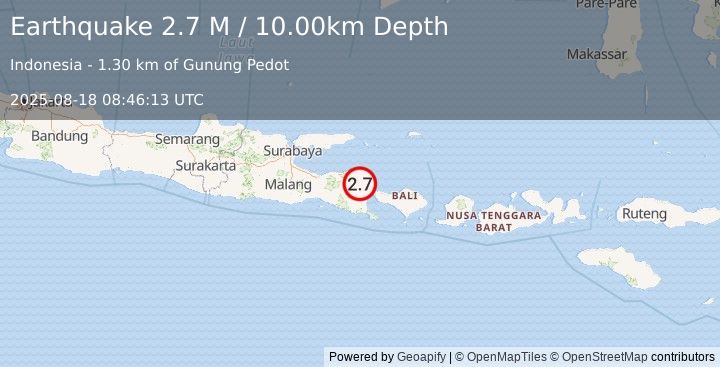Earthquake Bali Sea (2.7 M) (2025-08-18 08:46:13 UTC)
