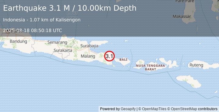 Earthquake Bali Sea (3.1 M) (2025-08-18 08:50:18 UTC)