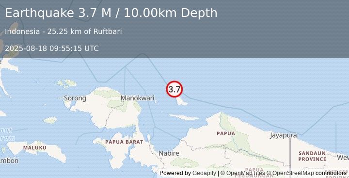 Earthquake West Papua Region, Indonesia (3.7 M) (2025-08-18 09:55:15 UTC)