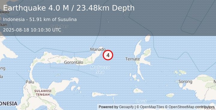 Earthquake Northern Molucca Sea (4.0 M) (2025-08-18 10:10:30 UTC)