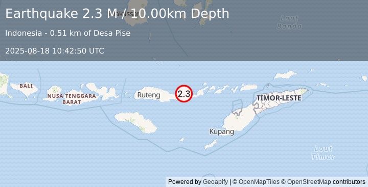 Earthquake Flores Region, Indonesia (2.3 M) (2025-08-18 10:42:50 UTC)