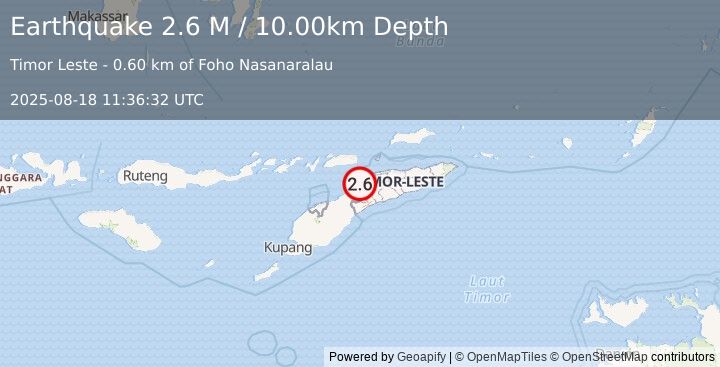 Earthquake Timor Region (2.6 M) (2025-08-18 11:36:32 UTC)