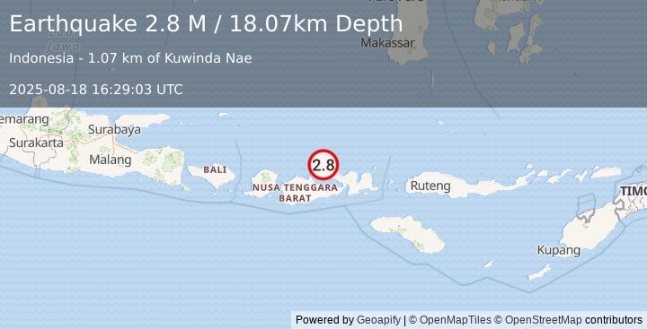 Earthquake Sumbawa Region, Indonesia (2.8 M) (2025-08-18 16:29:03 UTC)