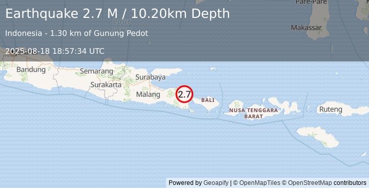 Earthquake Bali Sea (2.7 M) (2025-08-18 18:57:34 UTC)